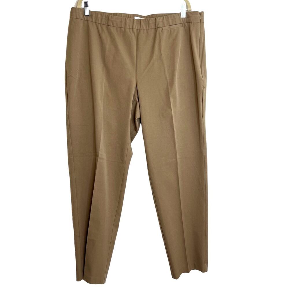 J Jill Precision Stretch Womens Pants Size 20 Tan Brown Tapered Leg Side Zip